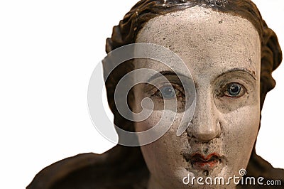 Portrait polychrome statue woman detail Stock Photo