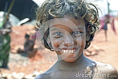 Portrait of poor Bangladeshi boy with radiant face Editorial Stock Photo