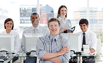 Portrait of a positive business team at work Stock Photo