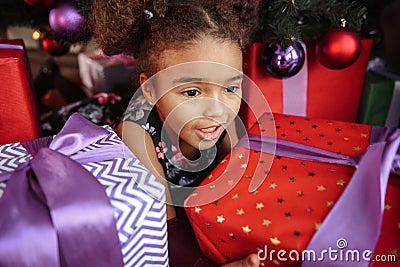 Portrait of a preschool child girl laying down. Studio shot Stock Photo