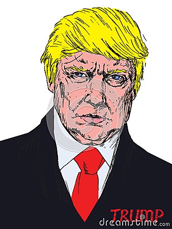 Portrait of President of America Donald Trump Vector Illustration