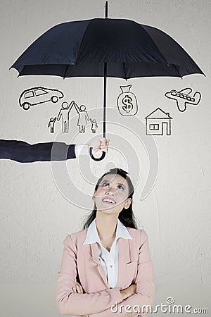 Pretty entrepreneur thinking her dreams Stock Photo