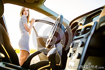 Portrait of a pretty, female teen driver Stock Photo