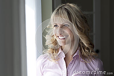 Portrait Of A Pretty Happy Woman Stock Photo