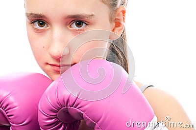 Portrait of pretty kick boxing girl Stock Photo