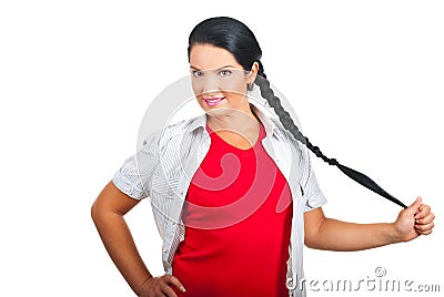 Portrait of pretty woman with pigtail Stock Photo