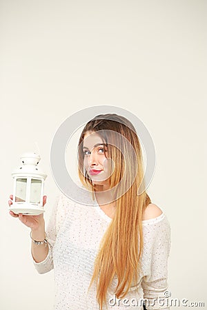 Portrait of pretty young woman with long hair Stock Photo