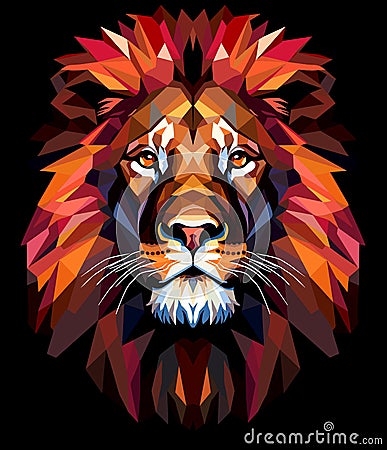 Portrait of a proud and majestic lion in vector pop art style Stock Photo