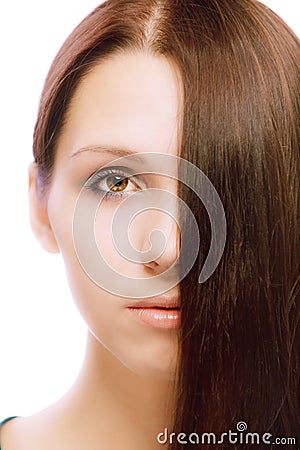 Portrait of quiet girl close up Stock Photo