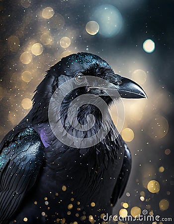 Portrait of a raven Stock Photo