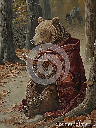 Brown Bear Illustration. AI Generative Stock Photo