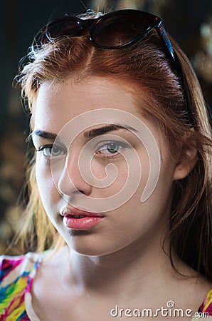 Portrait of a red-haired girl Stock Photo