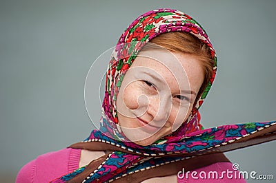 Portrait of red-haired woman Stock Photo