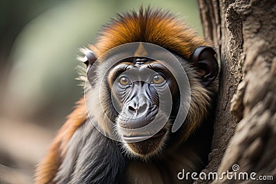 Portrait of a red-shanked macaque, Macaca fascicularis. generative ai Stock Photo