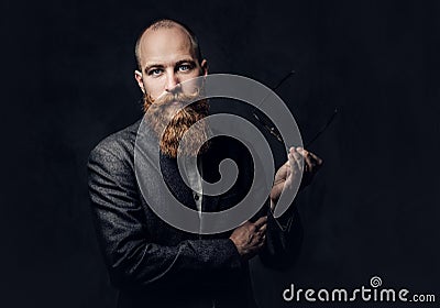 Redhead bearded male in a suit. Stock Photo