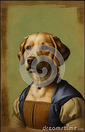Portrait of a Rennaisance Lady Dog Stock Photo