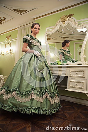 Portrait of retro baroque fashion woman Stock Photo