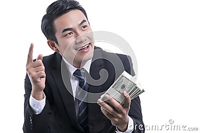 Portrait of the Rich Successful Businessman on white background Stock Photo