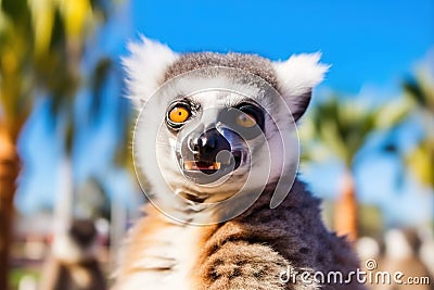 Portrait of ring-tailed lemur. Stock Photo