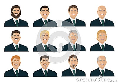 Several portraits of men, of all generations with different styles Stock Photo