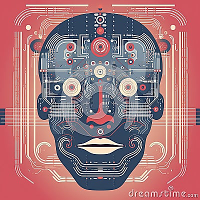 Portrait of a robot in moder style. Concept of artificial intelligence. Generative AI Stock Photo