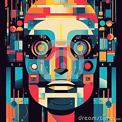 Portrait of a robot in moder style. Concept of artificial intelligence. Generative AI Stock Photo