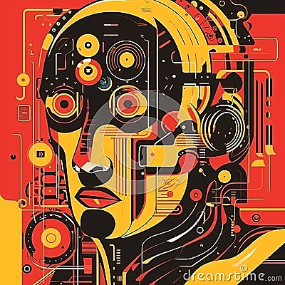 Portrait of a robot in moder style. Concept of artificial intelligence. Generative AI Stock Photo