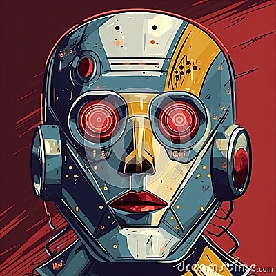 Portrait of a robot in moder style. Concept of artificial intelligence. Generative AI Stock Photo