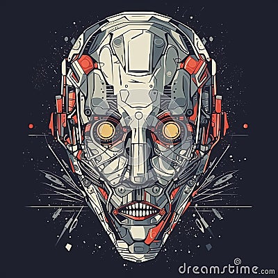 Portrait of a robot in moder style. Concept of artificial intelligence. Generative AI Stock Photo