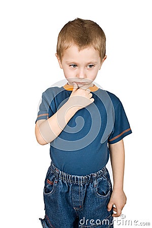 Portrait of a sad and hurt child Stock Photo