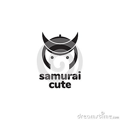 Portrait samurai cute logo design Vector Illustration