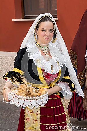 Portrait in Sardinian costume Editorial Stock Photo