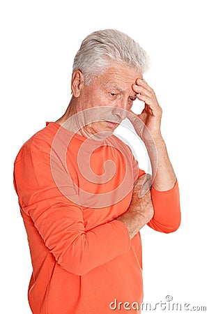 Portrait of senior man on white background Stock Photo