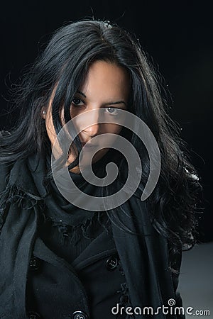 Portrait serious gypsy woman Stock Photo