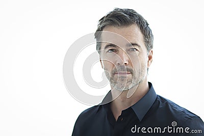 Portrait Of A Serious Handsome man Isolated On white Stock Photo