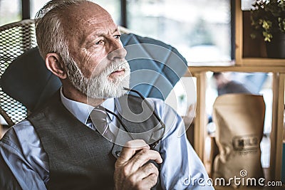 Portrait of serious senior businessman. Stock Photo