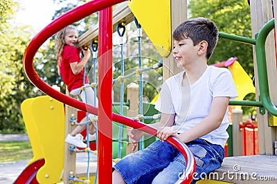 Kids on playground Stock Photo