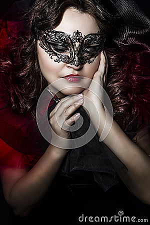 Portrait of a beautiful woman over vintage background, caba Stock Photo