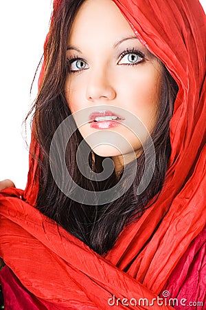 Portrait of young woman with headscarf Stock Photo