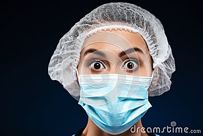 Portrait of shocked doctor looking camera isolated Stock Photo