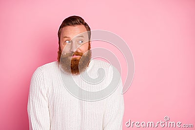 Portrait of shy modest attractive guy want meet communicate with group of cool people shrug shoulders look inspired Stock Photo