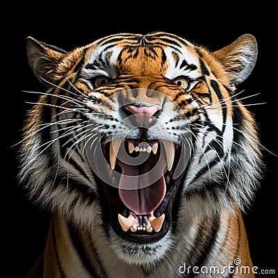 portrait of siberian tiger roar Stock Photo