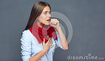 Portrait of sickness woman suffering cough Stock Photo