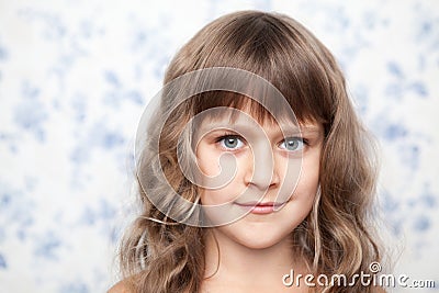 Portrait sincere young child looking at camera Stock Photo