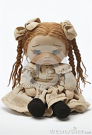 Portrait of a sinister doll. AI genarated Stock Photo