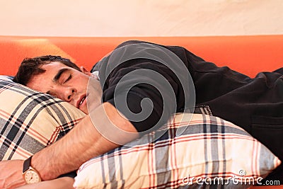 Portrait of sleeping man Stock Photo