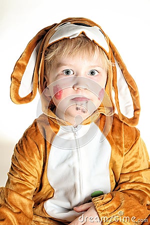 Portrait of the small boy bunny with droopy ears Stock Photo