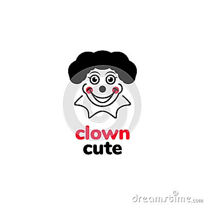 Portrait smile clown cute logo design Vector Illustration