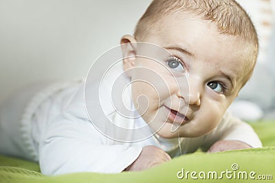 Portrait smiley baby boy Stock Photo