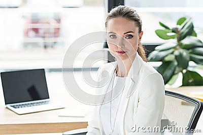 portrait of smiling beautiful businesswoman Stock Photo